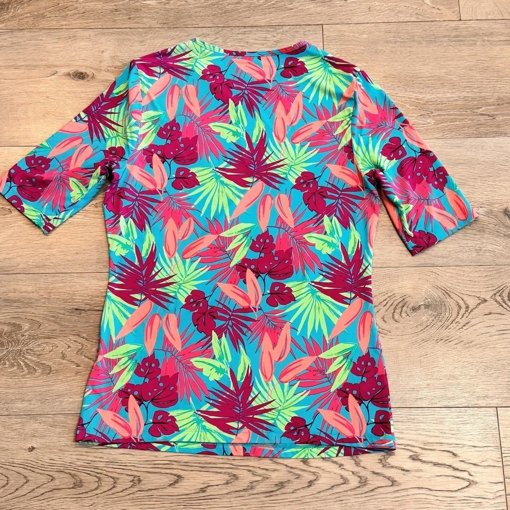 Lands End Crew Neck XSmall XS Short Sleeve Rash Guard UPF 50 Sun Protection Swim